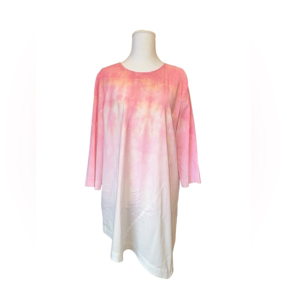J Jill Women’s Tie Dye Asymmetrical Tunic Top Cotton Blend Size M Tall